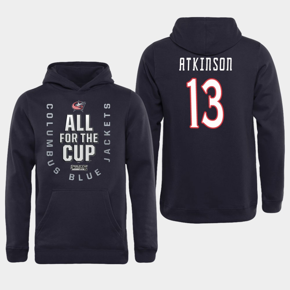 Men NHL Adidas Columbus Blue Jackets #13 Atkinson black All for the Cup Hoodie
